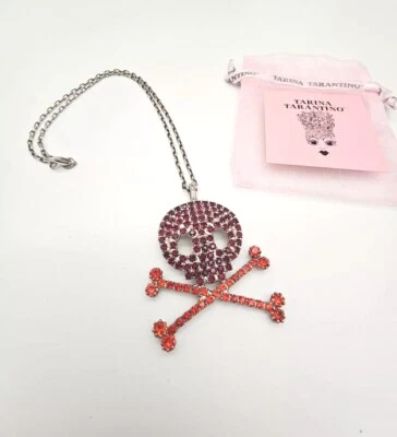 Colar Tarina Tarantino Vintage Y2K Cristais Swarovski Cristais Vermelho Caveira e Ossos Novo com etiquetas ☠ - Imagem 1 de 4