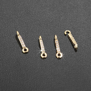 20pcs Brass Micro Pave Cubic Zirconia Stick Connectors for DIY Earrings Making
