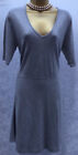 New Next  Size 14 Grey Knitted Casual V Neck Day Winter Dress Flared Bottom