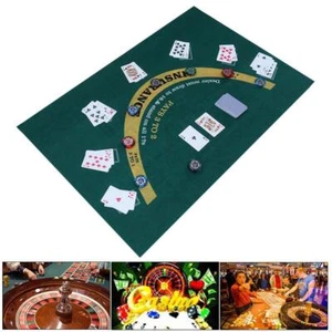 Green Waterproof Blackjack Roulette Casino Poker Table Top Felt Cloth Cover Mat - Picture 1 of 12