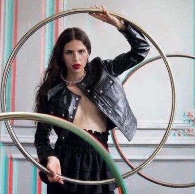 $1010 Chaqueta de Motociclista ISABEL MARANT ETOILE Kheo Cuero de Becerro Sin Cuello Negra 36 FR Foto 1 de 4