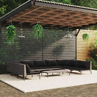 10 Piece Garden  Set With Cushions Poly Rattan Dark Grey F3b6