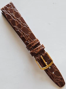 16 mm - hellbraunes Krokodilmuster/Hochglanzleder Uhrenarmband - (Goldschnalle) - Bild 1 von 3