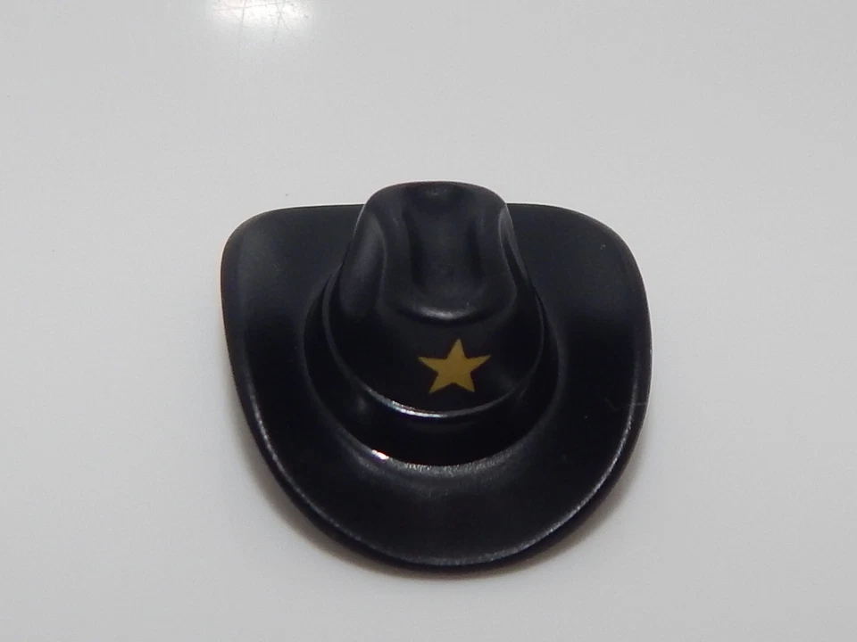 Minifigura Lego chapéu de cowboy preto com estrela xerife HP#20 - Imagem 1 de 1