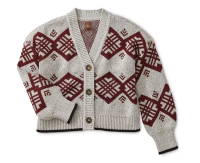 $59  EUC Tea Collection Family Fair Isle Cardigan Sweater Small 6-7Y cotton knit - Изображение 1 из 4