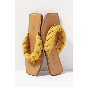 SCHUTZ Evereve New in Box Cicely Braided Flat Sandal in Marigold Yellow // 7 - Picture 1 of 10