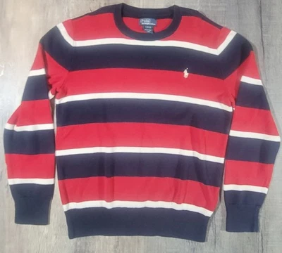 Polo Ralph Lauren Niños Rojo Blanco Azul Marino Rayas Manga Larga Suéter Grande 14/16 Foto 1 de 4