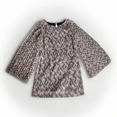 Mini Vestido Xhilaration Estampado Chevron Manga Campana S BohoCore Foto 1 de 4