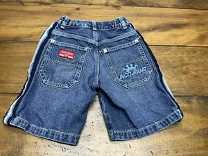 JNCO Jean Shorts Boys Size 5 Denim Jorts Baggy Vintage 90s Y2K BMX Skater Logo - Picture 1 of 11