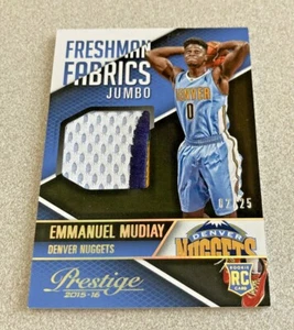 2015-16 Panini Prestige Freshman Fabrics #FFJ-EM Emmanuel Mudiay Nuggets /25 - Picture 1 of 2