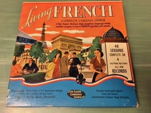 1955 LP Living French The Living Language Course 4 Records 2 Manual 33 1/3 USA - Picture 1 of 12