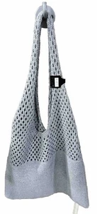 Stricktasche grau mit Henkeln Strick Handtasche Tasche - Bild 1 von 3
