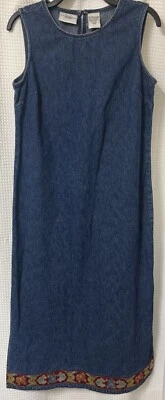 Vintage Studio Ease Denim Dress SZ 10 Maxi Sleeveless 90s Y2K Cottage Modest - Image 1 of 4