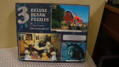 3 DELUXE JIGSAW PUZZLES-UNIONTOWN WASHINGTON 750/STATUE OF LIBERTY 500 PIECES - Image 1 of 4