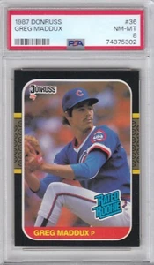 1987 Donruss Baseball Cubs Greg Maddux Rookie RC Card #36 PSA 8 NM-MT (5302) - Bild 1 von 2