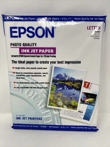 Epson Ink Jet Paper 100 Sheets White Matte Finish. Photo Quality 8.5" x 11" - Picture 1 of 4