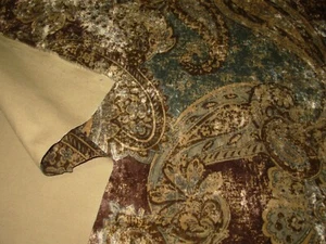 10 YDS VELVET PAISLEY FLORAL BROWN MICROFIBRES UPHOLSTERY FABRIC FOR LESS - Picture 1 of 4