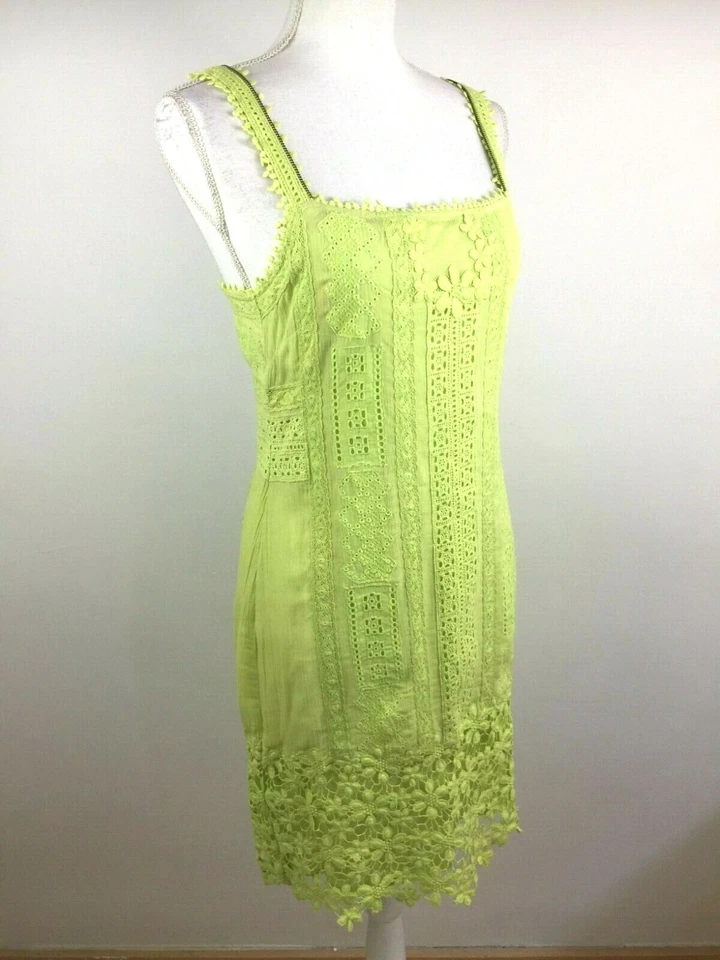 Vestido para mujer Yoana Baraschi amarillo verde algodón, talla 4 nuevo con etiquetas  Foto 1 de 4