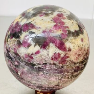 Esfera de piedra de cristal de cuarzo turmalina roja natural bola de curación 3280G - Imagen 1 de 12