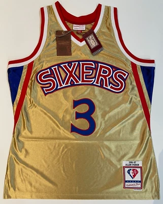 Camiseta Mitchell & Ness Philadelphia 76ers Allen Iverson NBA Oro 75 Talla Grande Foto 1 de 4