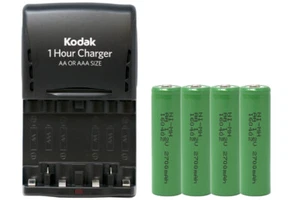 Kodak AA / AAA Smart Charger + 4-Pack AA NiMH Rechargeable Batteries (2700 mAh) - Picture 1 of 1