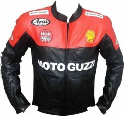 Motoguzzi Red Jacket Motorbike Motorcycle Bike Cowhide Leather Leder Biker Guzzi - Imagem 1 de 4