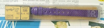 Correa de reloj pulsera Hadley Roma 11 mm PÚRPURA de cuero de reptil NOS - ¡en paquete original!! Foto 1 de 4