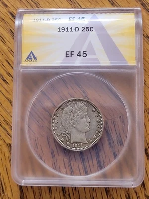 Cuarto de barbero 1911 D grado ANACS EF45 Foto 1 de 4