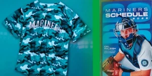Seattle Mariners 2025 Salute Armed Forces XL Camo Jersey 4/12/25 SGA + Schedule - Picture 1 of 3