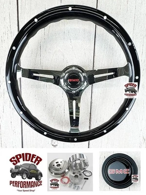 1982-1994 S-15 Jimmy S-15 Pickup Volante Madera GMC 15" BLACK WIDOW PREMIUM Foto 1 de 4