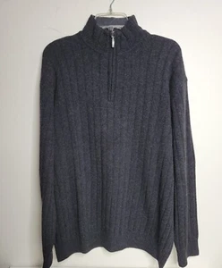 Hathaway Platinum Sweater Men's XXL Gray Wool Knit 1/4 Zip Pullover Italy - Picture 1 of 7