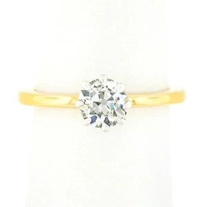 NEW 18k Gold Platinum GIA 0.85ctw Old Mine Cut Diamond Solitaire Engagement Ring - Picture 1 of 11