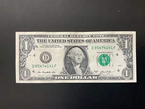 2013 $1 DOLLAR BILL D95474141F Different Color INK Serial number - Picture 1 of 5