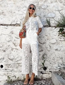 ZARA NUEVA MUJER SS24 ENCAJE CROP CAMISA 3254/490_ XS-L - Imagen 1 de 10