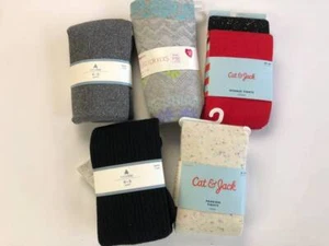 6 LOT Girls NEW Tights Stockings Warm Winter Cotton Gap Cat & Jack Red Black - Picture 1 of 7