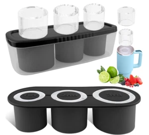 Fu Store Ice Cube Tray for 30-40 oz Tumbler Cup 3pc Silicone Molds with Lid & Bi - Picture 1 of 5