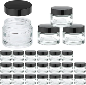2 Oz Clear Glass Jars with Black Lids,Empty Small Glass Jars - Picture 1 of 12