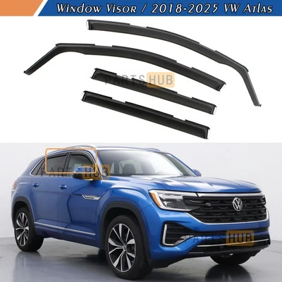 Para Volkswagen Atlas 2018-2025 protectores de lluvia en canal viseras de ventana pantalla de ventilación Foto 1 de 4