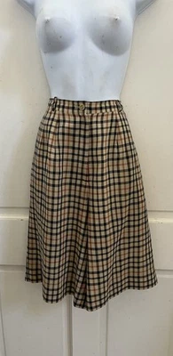 DAKS LONDON VINTAGE! Pantalones cortos de vestir de tiro alto plisados a cuadros marrón/negro de lino 6/8 Foto 1 de 4