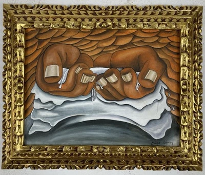 Diego Rivera óleo sobre lienzo (hecho a mano) firmado y enmarcado Foto 1 de 4