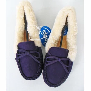 NUEVO Floopi Talla 6 Púrpura Interior Exterior Mocasín Zapatos Imitación Gamuza/Piel Lavado a Máquina - Imagen 1 de 7