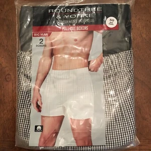 Roundtree & Yorke 2 Pair Men's Plaid Boxers Sizes Big Man 48, 50, 52, or 54 NWT - Picture 1 of 5