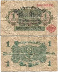 The Guns of AUGUST 1914 World War I Begins GERMAN EMPIRE 1st Type "1 MARK" NOTE - Picture 1 of 3