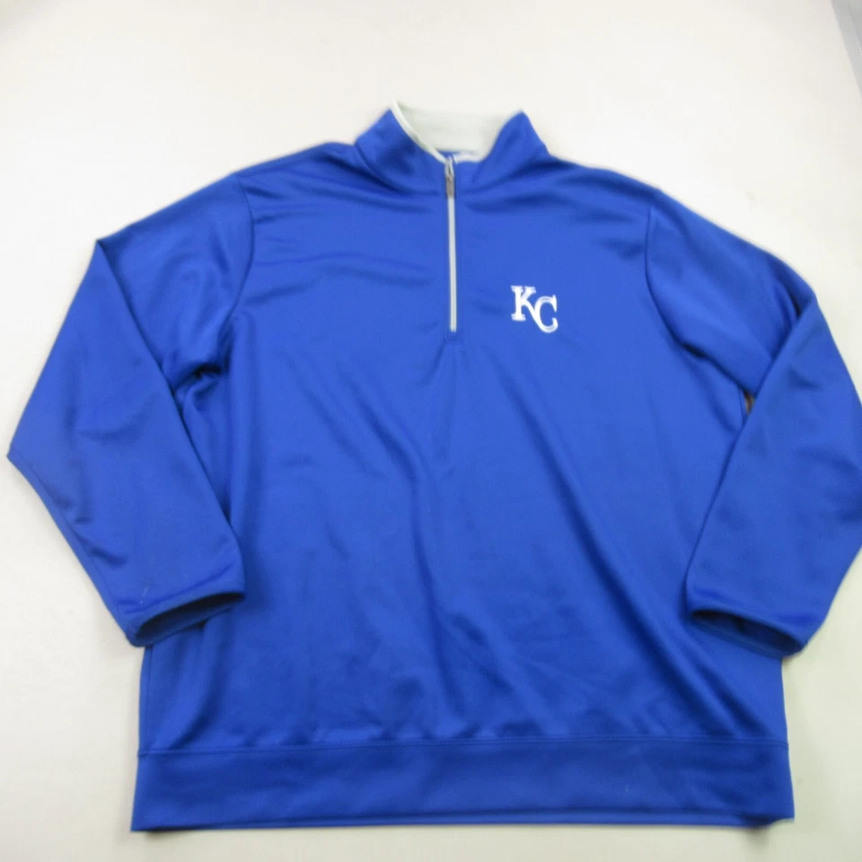 Мужской свитер Antigua 2XL с длинным рукавом пуловер на молнии 1/4 для гольфа на открытом воздухе KC Royals - Изображение 1 из 4