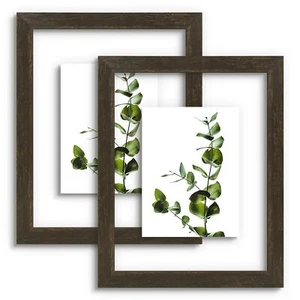 11x14 Floating Picture Frame Dark Brown Wood Pressed Flower Hanging Hardware 2 P - Picture 1 of 9