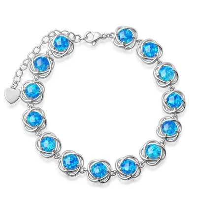 Pulsera redonda de ópalo azul Hawaii 925 joyería de astilla de ley para mujeres niñas Foto 1 de 4