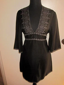 NWT Gray BCBG MaxAzria Embroidered Silk Lux Tribal Tunic Mini Dress XS, S Runway - Picture 1 of 11