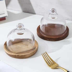 Mini Cake Dish Glass Lid Food Containers for Fruit Candy - Picture 1 of 9