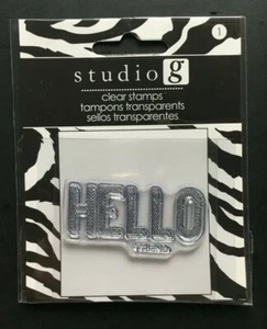 Hello Friend Greeting Stripe Detail Letters Word Phrase Card Making Clear Stamp - Picture 1 of 2