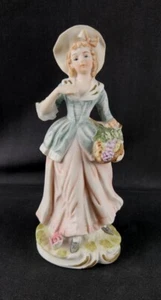6.25"VINTAGE ORIGINALARNART CREATION PORCELAIN LADY W/ FLOWER BASKET. #F6 - Picture 1 of 8